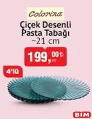 COLORİNA ÇİÇEK DESENLİ PASTA TABAĞI 21 CM 4'LÜ